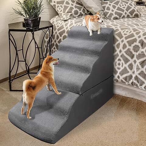 Dog Stairs for High Beds, Small Dogs, Cats, Grey