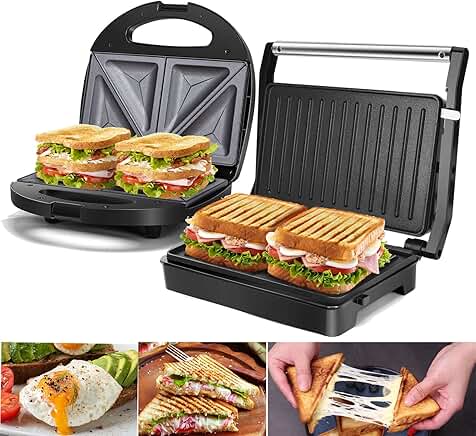 Panini Press Grill with Non-Stick Plates and Locking Lid