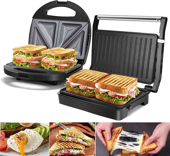 Panini Press Grill with Non-Stick Plates and Locking Lid