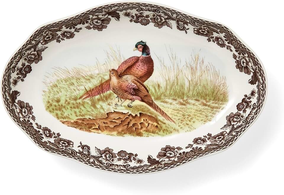 Woodland Pheasant Pickle Dish, 8.5" Porcelain Tray