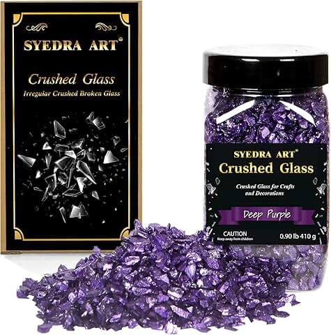 Deep Purple Crushed Glass Chips for Crafts, 410G