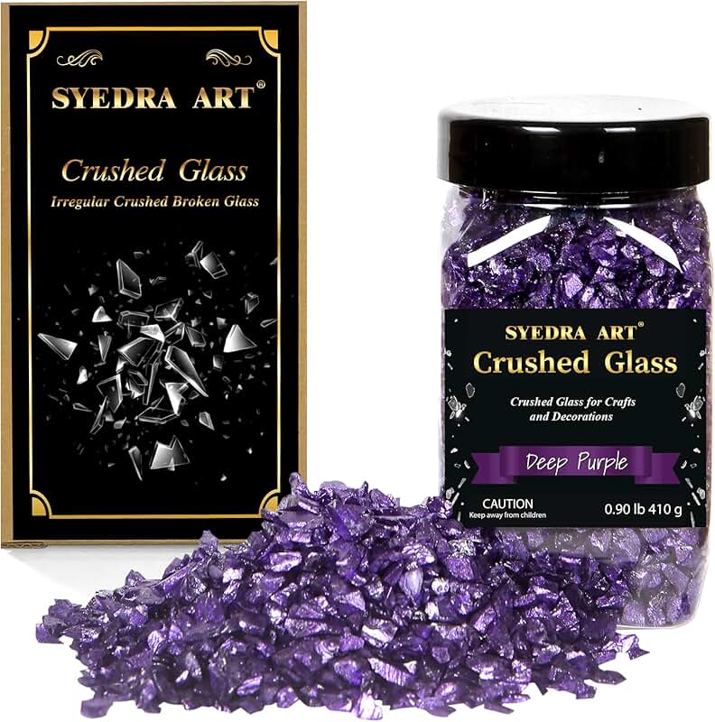 Deep Purple Crushed Glass Chips for Crafts, 410G