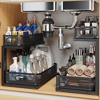 Two 15.7-inch Under Sink Organizers with Pull-Out Shelves