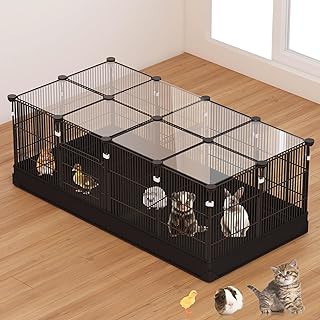 Small Animal Playpen with Doors and Waterproof Mat