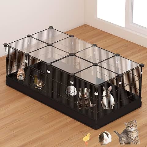Small Animal Playpen with Doors and Waterproof Mat
