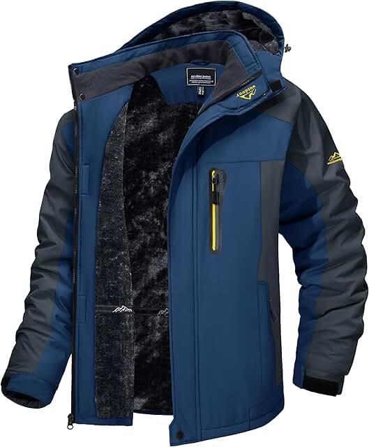 Men's Waterproof Winter Ski Jacket with Fleece Lining