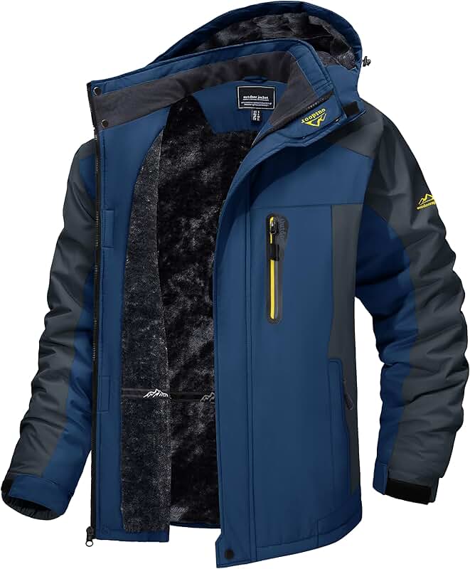 Men's Waterproof Winter Ski Jacket with Fleece Lining