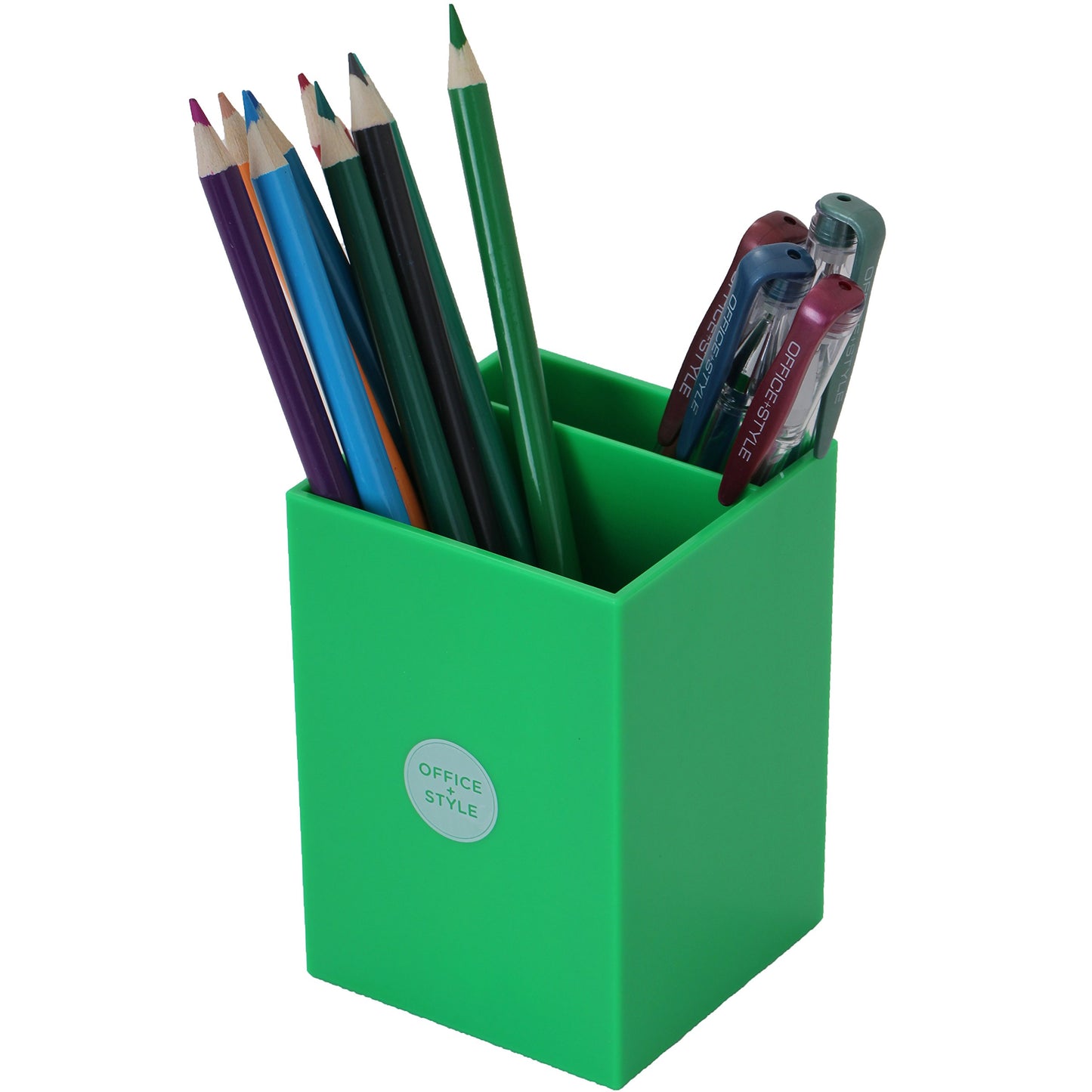 Green Office Desk Pen and Pencil Holder with Ruler