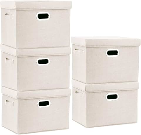 Large Collapsible Fabric Storage Bins, 5 Pack