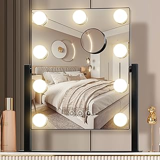 Lighted Vanity Mirror with Dimmable LEDs and Magnification