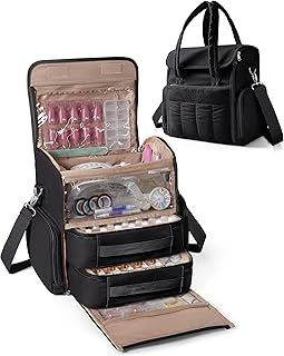 Nail Polish and Lamp Organizer Bag with Removable Pockets