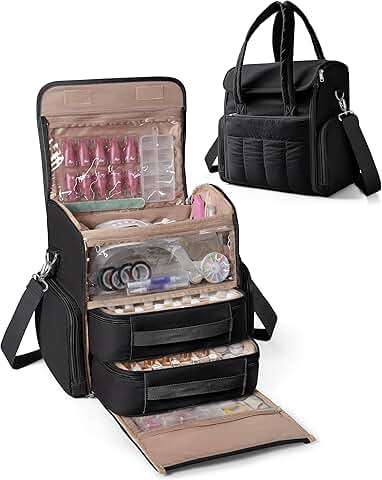 Nail Polish and Lamp Organizer Bag with Removable Pockets