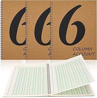 3-Piece 6-Column Ledger Book, 100 Pages, 8.5x11 Inch
