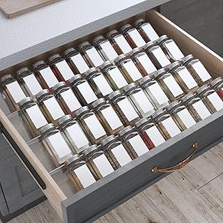 Expandable 4-Tier Spice Drawer Organizer, Holds 56 Jars