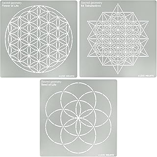 Metal stencil set with sacred geometry figures, 3 pieces