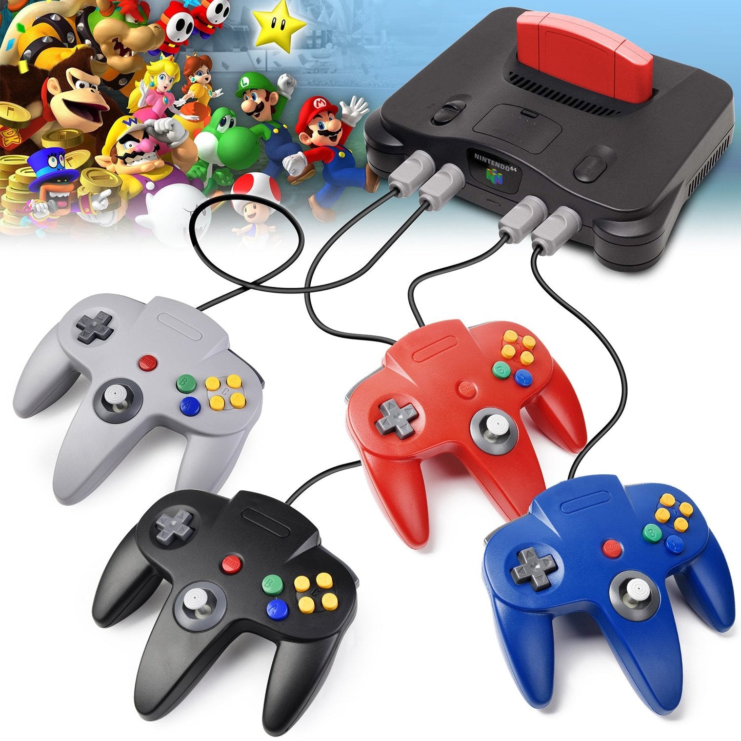 2 Pack N64 Controller, Classic Wired N64 64-bit Game pad Joystick for Ultra 64 Video Game Console N64 System (Black)