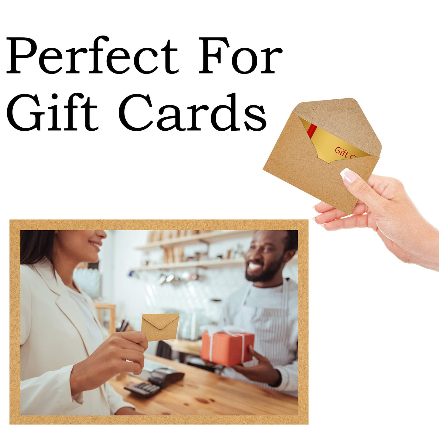 Small Kraft Envelopes, 200 Pack, 4.125” x 2.78”