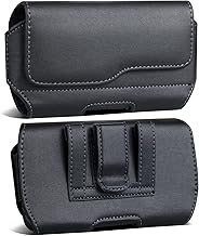 Leather phone holster case with belt clip and magnetic closure