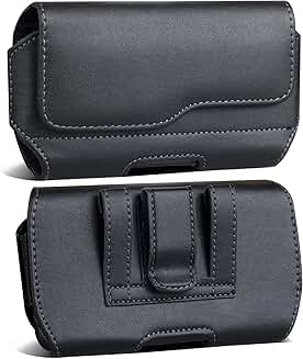 Leather phone holster case with belt clip and magnetic closure