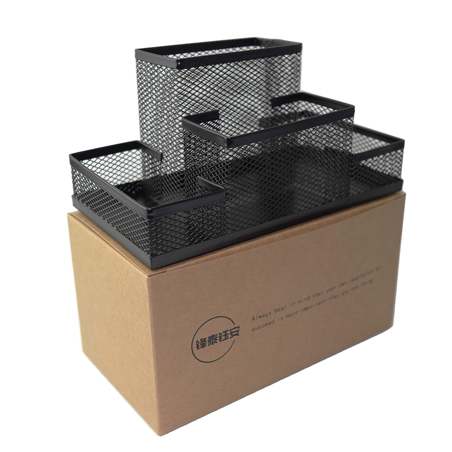 Black Metal Wire Mesh Pencil Holder for Desk