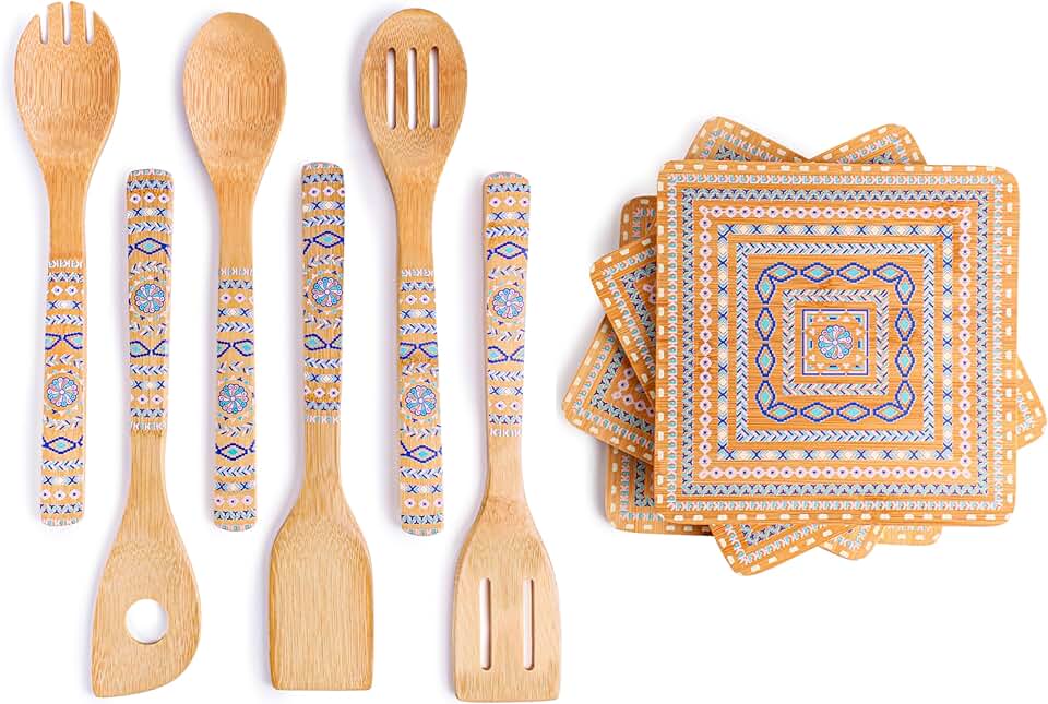 10-Piece Bamboo Cooking Utensil and Trivet Set