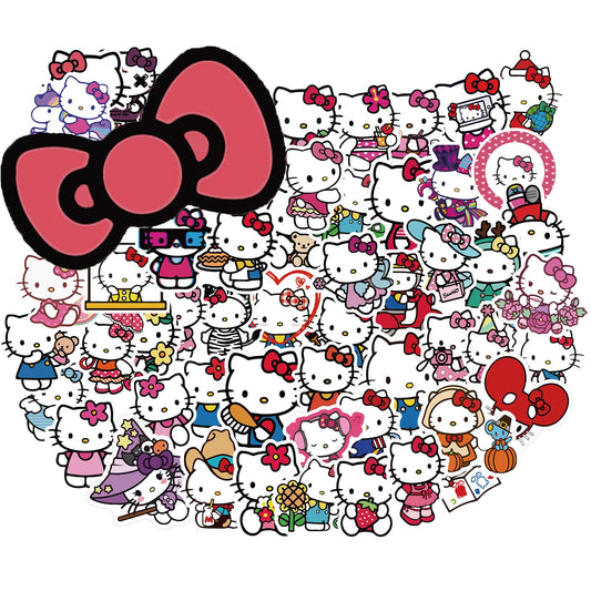 50 Cartoon Hello Kitty Stickers for Kids