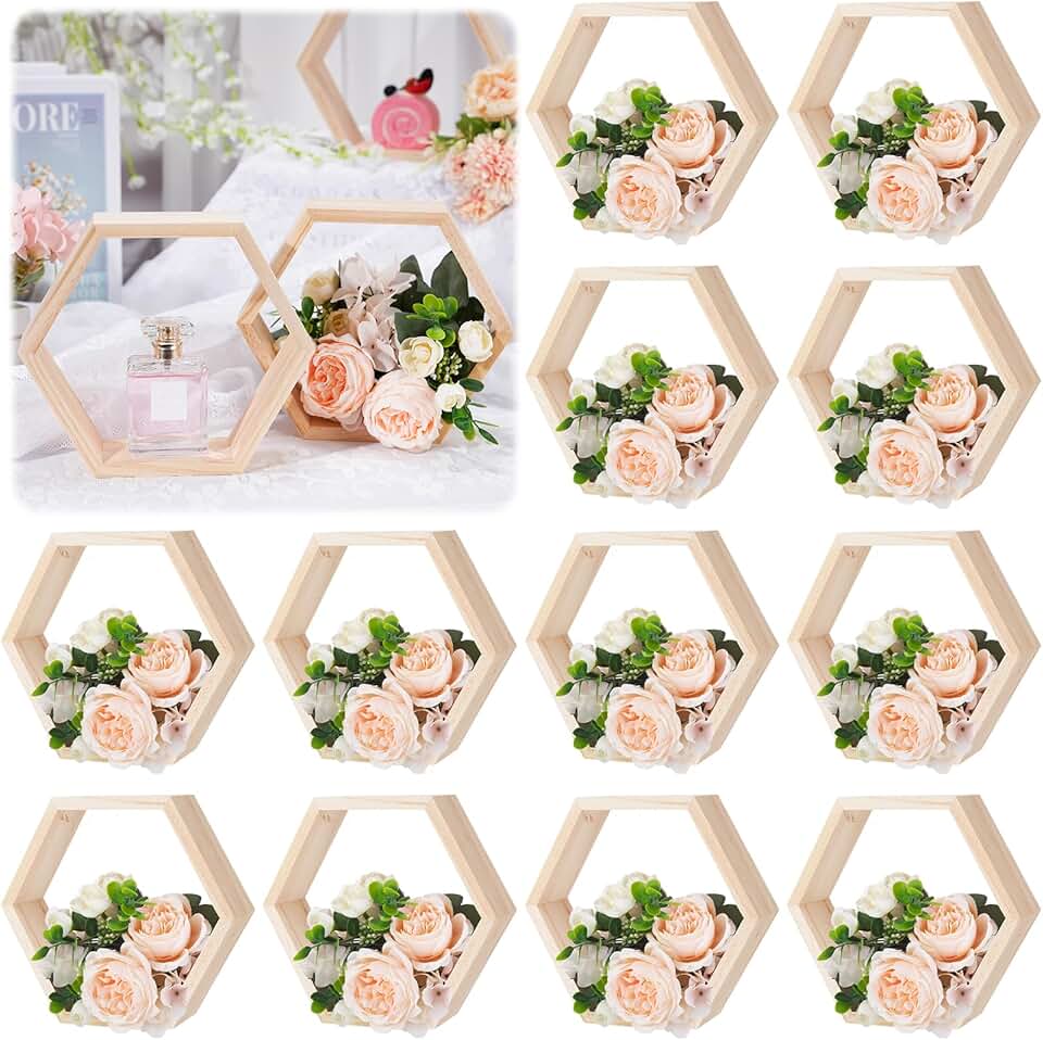 12 Pack 8-Inch Hexagon Shelves for Home and Office