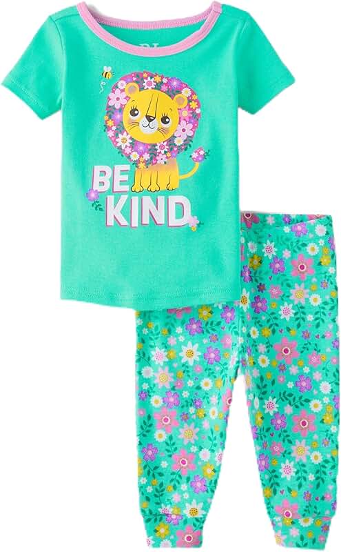 Baby Girl and Toddler Short Sleeve Top and Pants Pajama Set