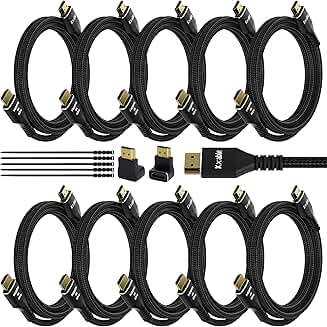 8-Foot 4K HDMI Cables, 10-Pack, Nylon Braided, Gold-Plated