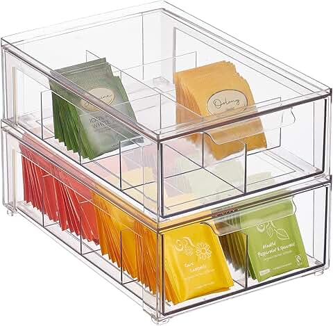 Stackable Plastic Kitchen Organizer with 8 Sections, 2 Pack