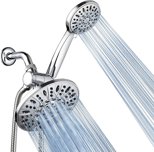 7" Premium High Pressure 3-Way Rainfall Combo for The Best of Both Worlds  Enjoy Luxurious Rain Showerhead and 6-Setting Hand Held Shower Separately or Together  Chrome Finish  3328