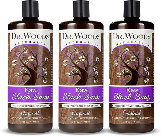 African Liquid Black Soap for Body and Face, 3 Pack