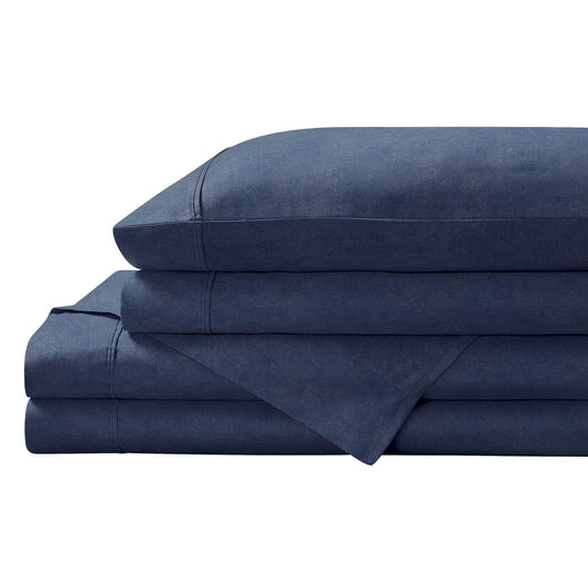 300TC Heather SS QN Navy