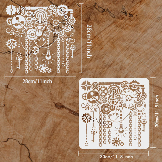 DIY Clock Painting Kit with Reusable Gear Patterns, 11.8 Inches