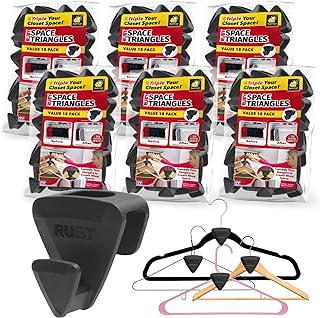 Set of six black space-saving hanger hooks