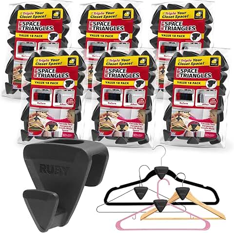 Set of six black space-saving hanger hooks
