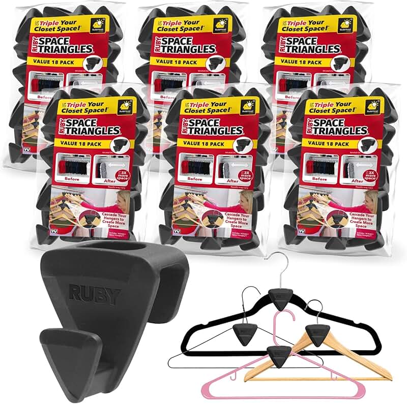 Set of six black space-saving hanger hooks