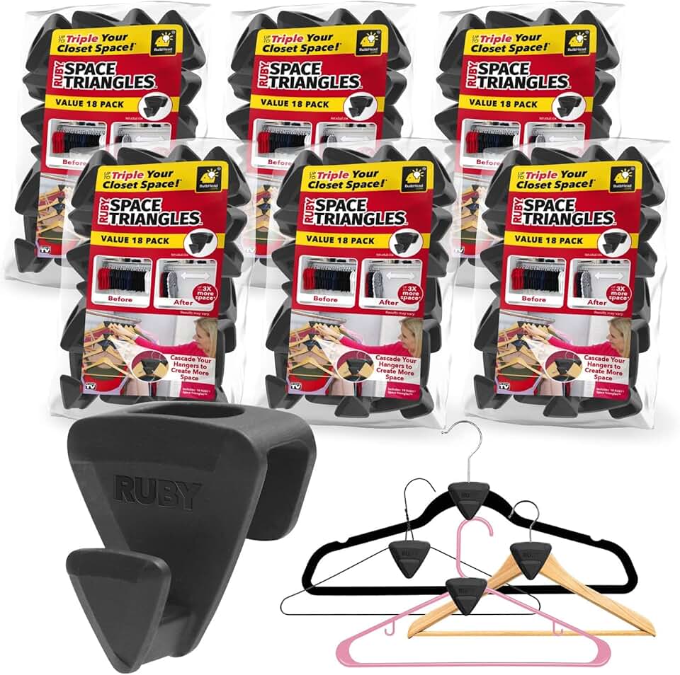 Set of six black space-saving hanger hooks