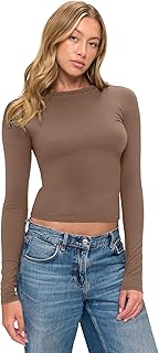 Women's Soft Stretch Long Sleeve Baby Tee Crop Top