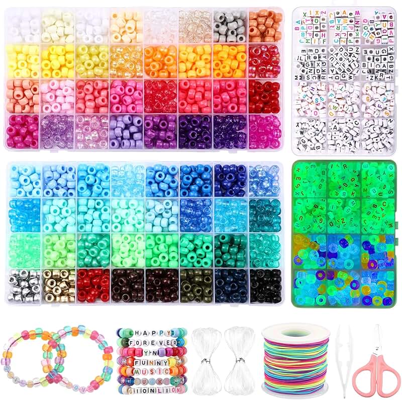 Colorful Pony Beads and Letter Beads for Jewelry Making