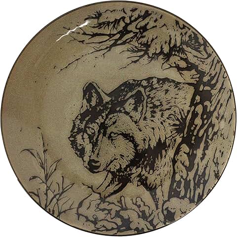 Rustic Gray Wolf Dinner Plates, Set of 2, 10.5"