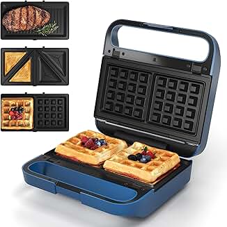 3-in-1 Sandwich and Waffle Maker with Removable Plates