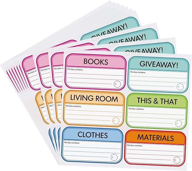 60 Moving Labels for Boxes, 3.5 x 2 inches