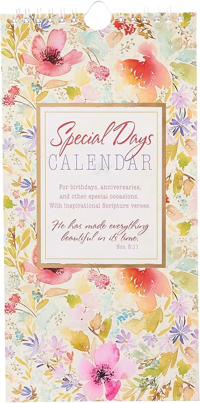 Pink floral perpetual calendar with scripture