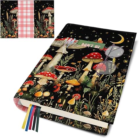 Adjustable Washable Canvas Book Cover with Bookmark