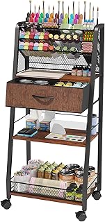Three-Tier Metal Rolling Cart with Storage Drawer