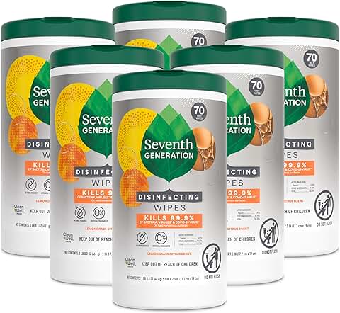 Disinfecting Multi-Surface Wipes, 70 Count, Pack of 6