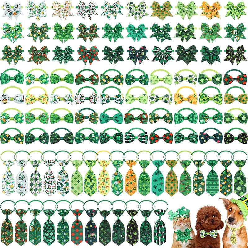 100-Piece St. Patrick's Day Dog Bow Tie and Collar Set
