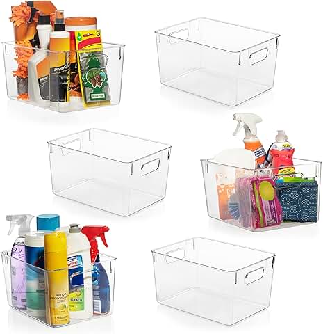 Clear Plastic Storage Bins for Kitchen, Closet, Garage