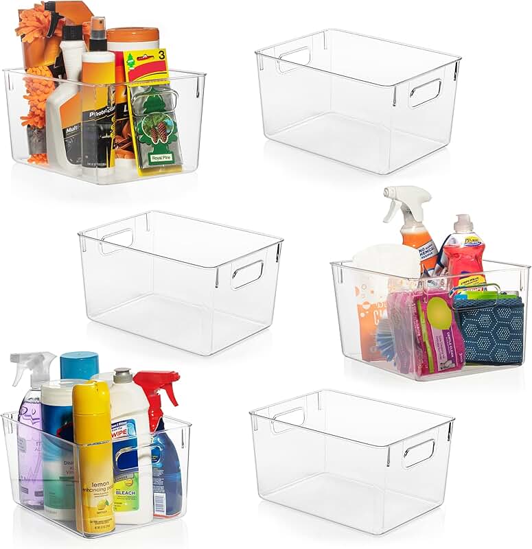Clear Plastic Storage Bins for Kitchen, Closet, Garage